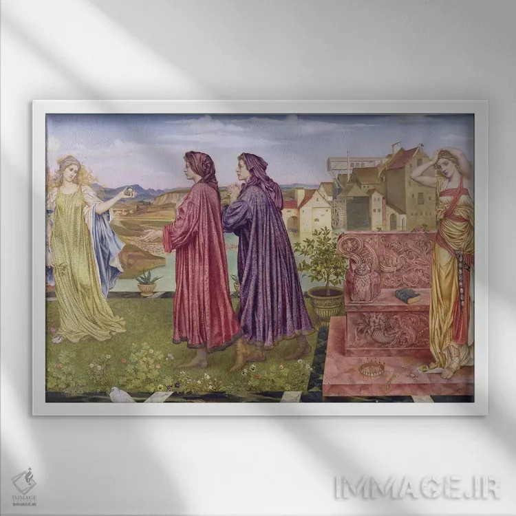 تابلو باغ فرصت، ۱۸۹۲ اثر اولین دو مورگان (نقاش انگلیسی) - نمای قابدار سفید