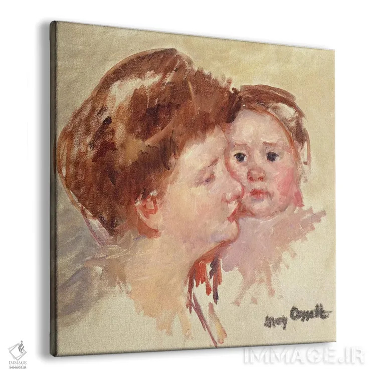 تابلو مادر در نیمرخ با نوزاد گونه به گونه (شماره ۲)، حدود ۱۹۰۹ اثر مری استیونسون کاسات (نقاش آمریکایی) - نمای پرسپکتیو محصول