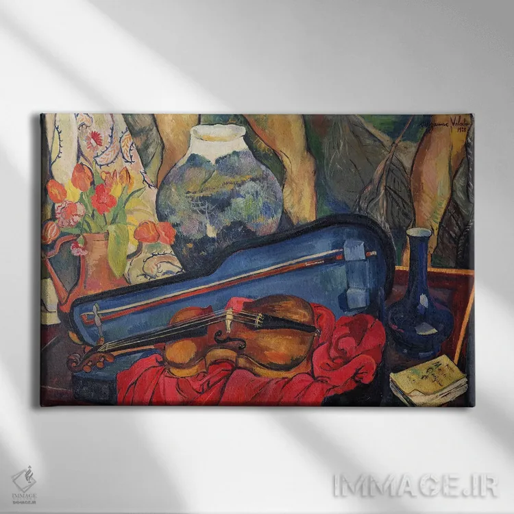 تابلو جعبه ویولن، ۱۹۲۳ اثر ماری کلمنتین والادون - نمای روبهرو روی دیوار