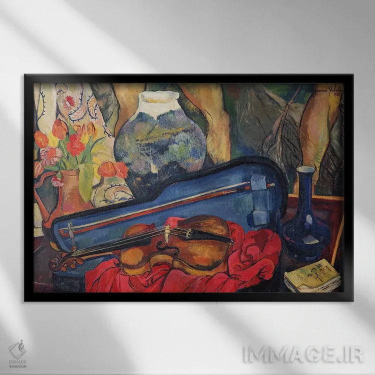 تابلو جعبه ویولن، ۱۹۲۳ اثر ماری کلمنتین والادون - نمای قابدار مشکی