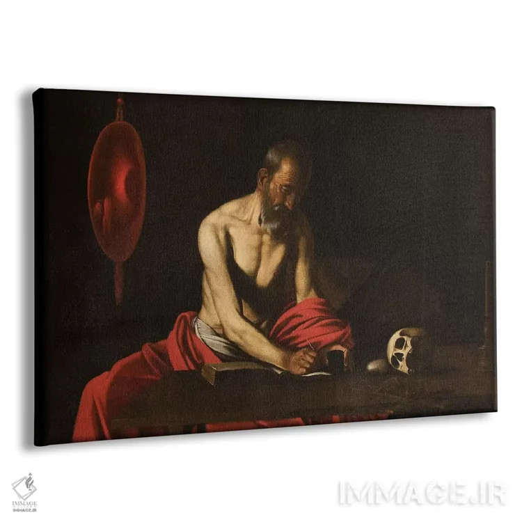 تابلو سنت جروم، ۱۶۰۷ (قدیس مترجم انجیل) اثر میکلآنژو مریزی دا کاراواجو (کاراواجو؛ نقاش بزرگ ایتالیایی) - نمای پرسپکتیو محصول