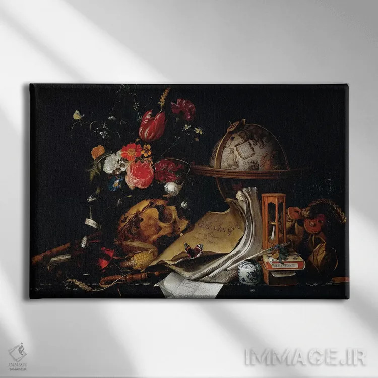 تابلو وانیتاس (طبیعت بیجان نماباور مرگ) اثر پییتر کلایز - نمای روبهرو روی دیوار