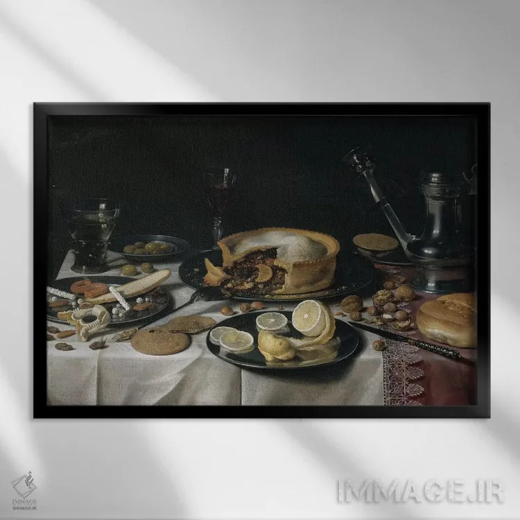 تابلو 1625-30,طبیعت بیجان، ۱۶۲۵-۳۰ اثر پییتر کلایز - نمای قابدار مشکی