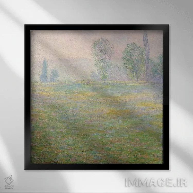 تابلو 1888,چمنزارهای ژیورنی، ۱۸۸۸ اثر کلود مونه (نقاش معروف فرانسوی) - نمای قابدار مشکی