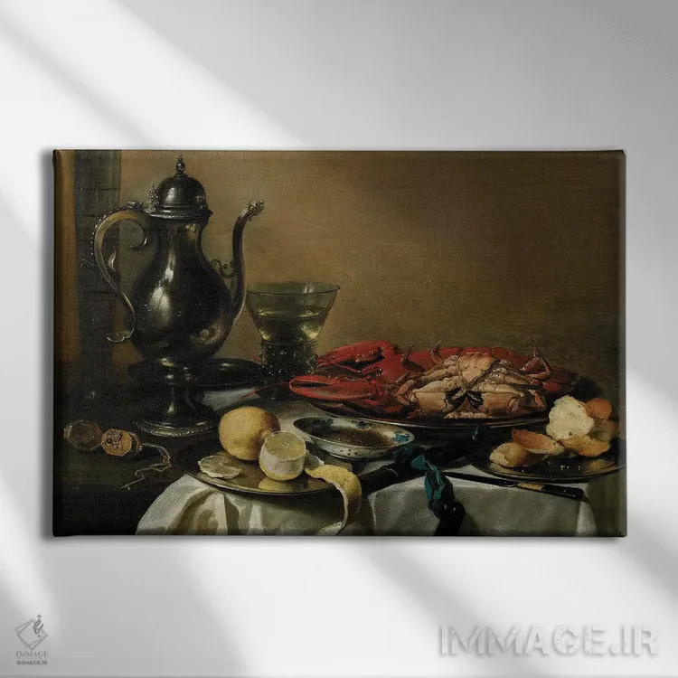 تابلو 1643,طبیعت بیجان، ۱۶۴۳ اثر پییتر کلایز - نمای روبهرو روی دیوار