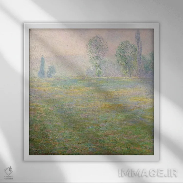 تابلو 1888,چمنزارهای ژیورنی، ۱۸۸۸ اثر کلود مونه (نقاش معروف فرانسوی) - نمای قابدار سفید