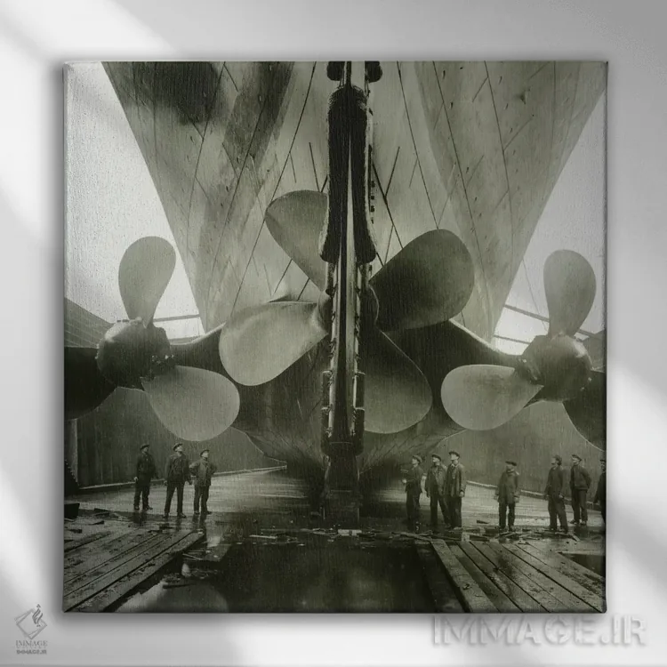 تابلو Belfast, Ireland, 1910-11,پروانههای کشتی تایتانیک در بندر تامپسون گراوینگ، کارخانه هارلند و وولف، بلفاست، ایرلند، ۱۹۱۰-۱۱ اثر عکاس انگلیسی (برچسب هنری) - نمای روبهرو روی دیوار