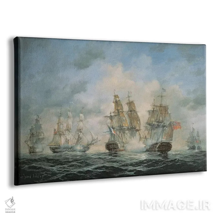 تابلو درگیری دریایی سده نوزدهم در آبهای داخلی اثر ریچارد ویلیس - نمای پرسپکتیو محصول