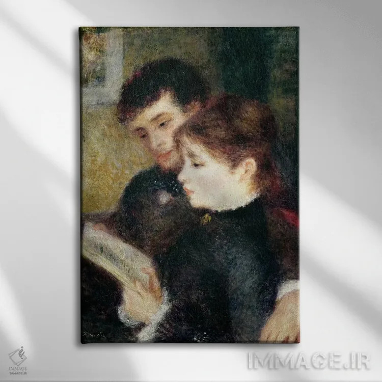 تابلو زوج در حال مطالعه اثر پیر-اوگوست رنوار - نمای روبهرو روی دیوار