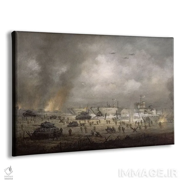 تابلو Sword Beach,ورود تانکها به ساحل سورد (نورماندی) اثر ریچارد ویلیس - نمای پرسپکتیو محصول