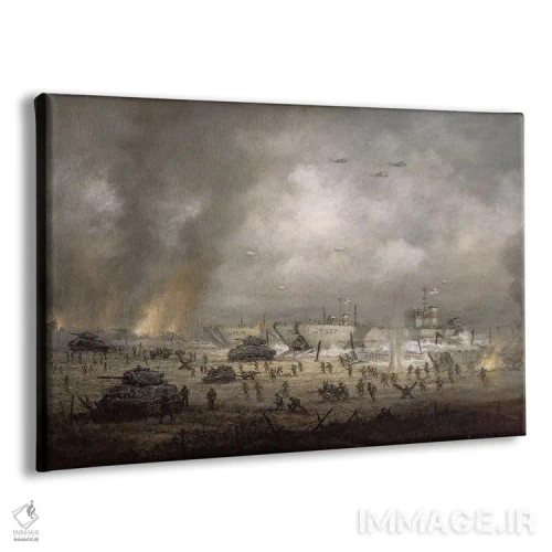 تابلو Sword Beach,ورود تانکها به ساحل سورد (نورماندی) اثر ریچارد ویلیس - نمای پرسپکتیو محصول