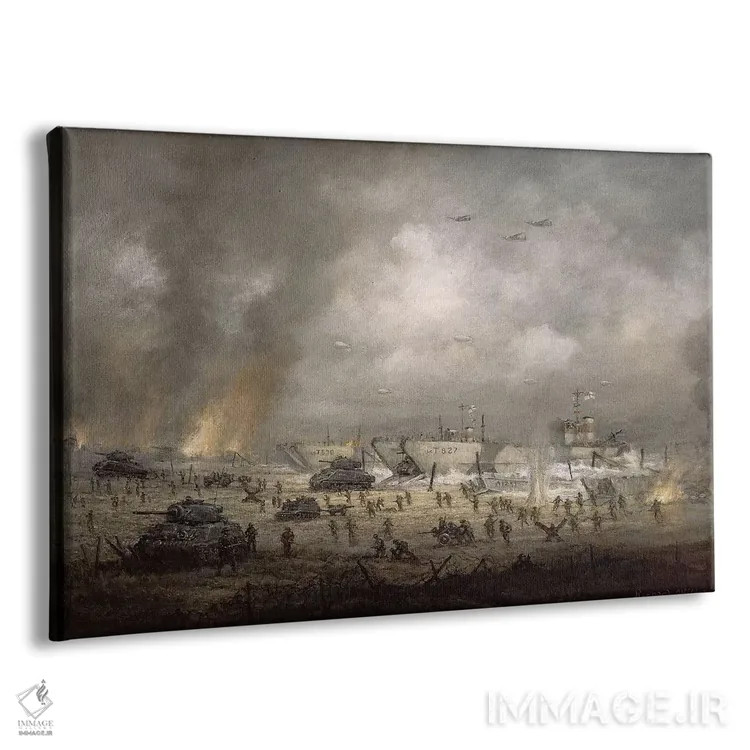 تابلو Sword Beach,ورود تانکها به ساحل سورد (نورماندی) اثر ریچارد ویلیس - نمای پرسپکتیو محصول