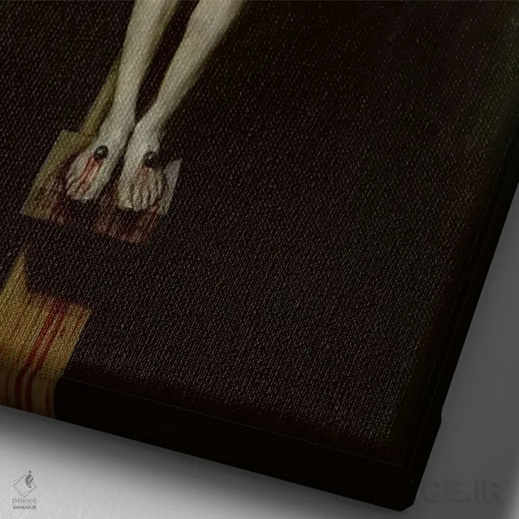 تابلو c.1630,عیسی مسیح بر روی صلیب، حدود ۱۶۳۰ اثر دیهگو رودریگز د سیلوا ای ولاسکز (نقاش معروف اسپانیایی) - نمای نزدیک بافت بوم