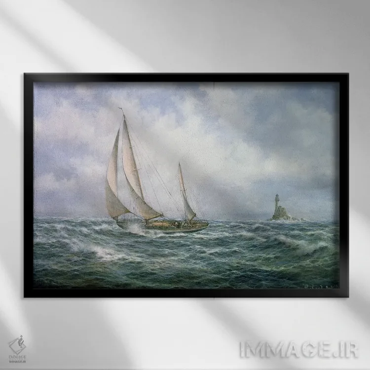 تابلو کنار فانوس دریایی فَستنت اثر ریچارد ویلیس - نمای قابدار مشکی