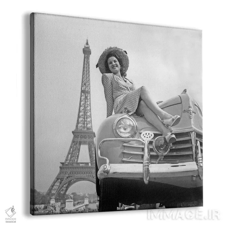 تابلو 1947 Paris : Miss Belan,مسابقه اتومبیلهای کلاسیک "کنکور دالگانس" ۲۸ ژوئن ۱۹۴۷ پاریس؛ دوشیزه بلان اثر رو دز آرشیو (آرشیو خیابان) - نمای پرسپکتیو محصول