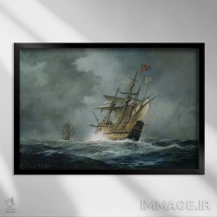 تابلو ماری رز (کشتی تاریخی) اثر ریچارد ویلیس - نمای قابدار مشکی