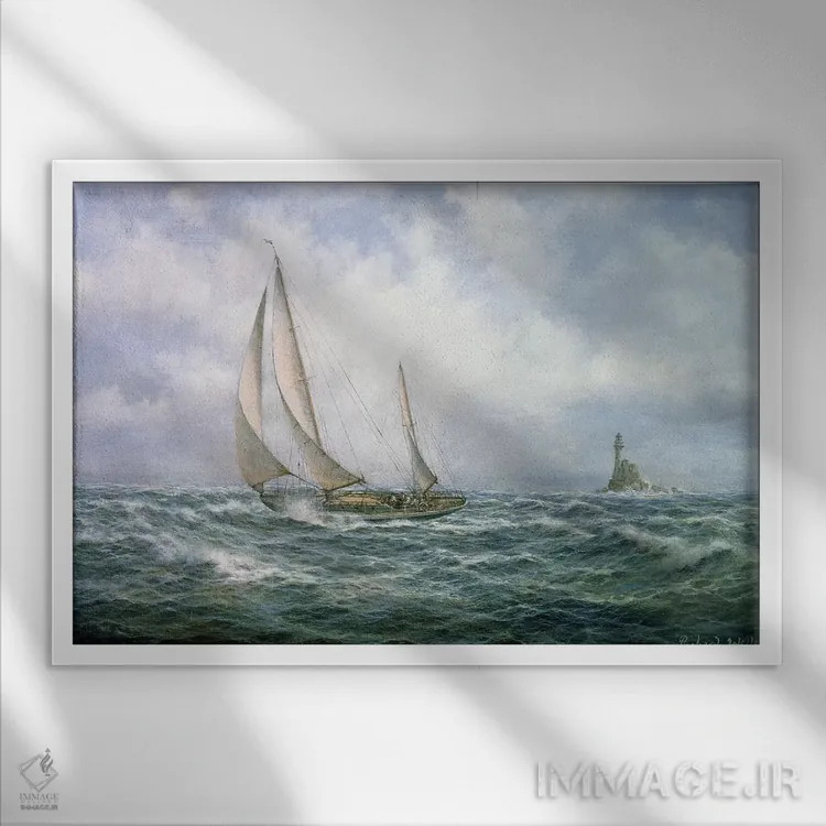 تابلو کنار فانوس دریایی فَستنت اثر ریچارد ویلیس - نمای قابدار سفید