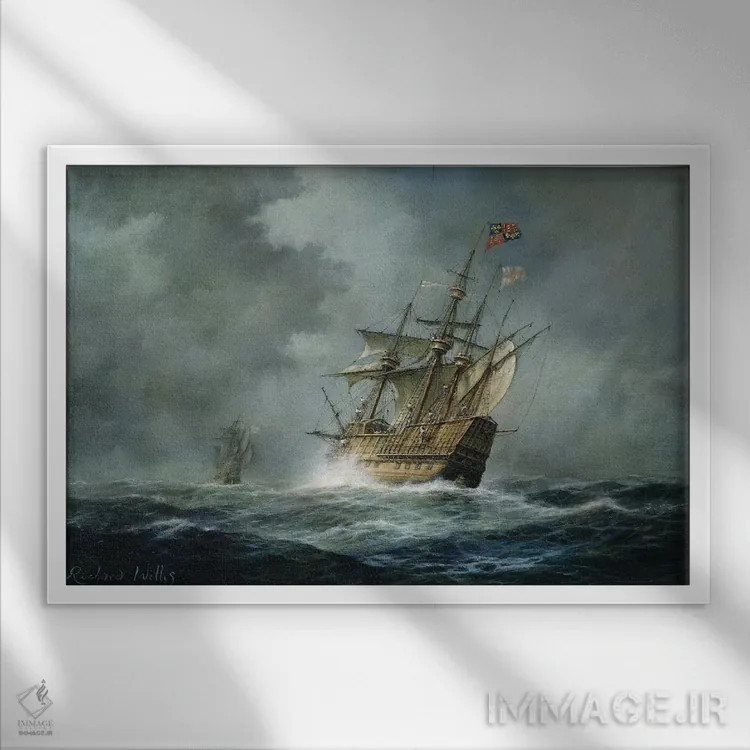 تابلو ماری رز (کشتی تاریخی) اثر ریچارد ویلیس - نمای قابدار سفید