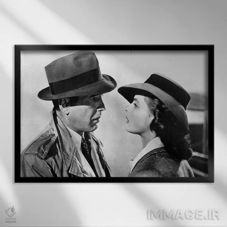 تابلو کازابلانکا با اینگرید برگمن و هامفری بوگارت؛ برنده اسکار بهترین فیلم، ۱۹۴۳ اثر رو دز آرشیو (آرشیو خیابان) - نمای قابدار مشکی