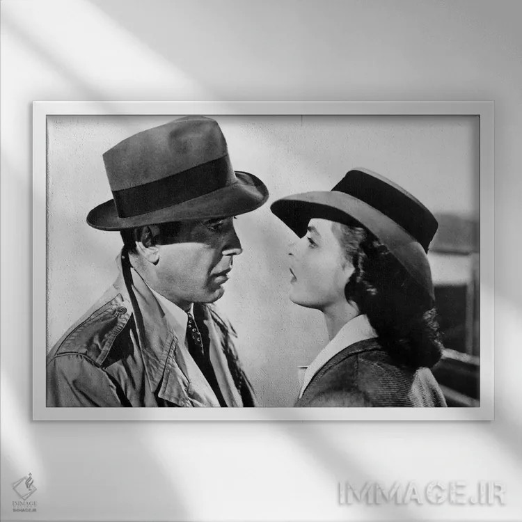 تابلو کازابلانکا با اینگرید برگمن و هامفری بوگارت؛ برنده اسکار بهترین فیلم، ۱۹۴۳ اثر رو دز آرشیو (آرشیو خیابان) - نمای قابدار سفید