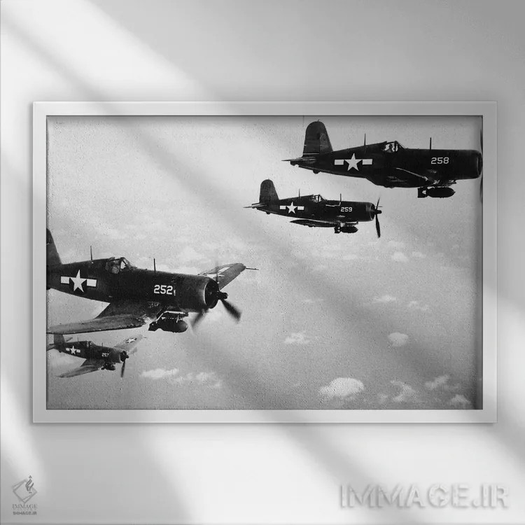 تابلو Used From 1942-53 By The US Navy And Marine Corps,هواپیماهای F4U کُرسر مورد استفاده نیروی دریایی و تفنگداران دریایی آمریکا، ۱۹۴۲-۵۳ اثر رو دز آرشیو (آرشیو خیابان) - نمای قابدار سفید