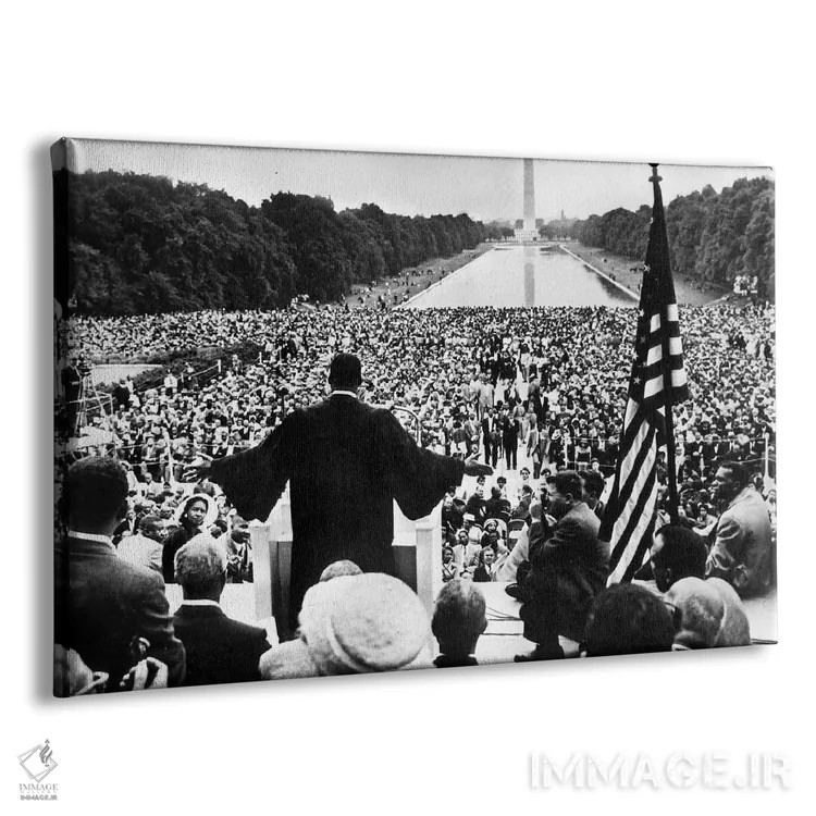 تابلو National Mall, Washington D.C., May 17, 1957,مارتین لوترکینگ جونیور در حال سخنرانی در راهپیمایی دعا برای آزادی، واشنگتن، ۱۷ مه ۱۹۵۷ اثر رو دز آرشیو (آرشیو خیابان) - نمای پرسپکتیو محصول