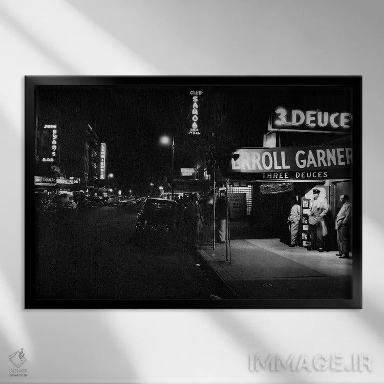 تابلو کلوب جاز "تری دوز" (Three Deuces) در خیابان ۵۲ام نیویورک اثر رو دز آرشیو (آرشیو خیابان) - نمای قابدار مشکی