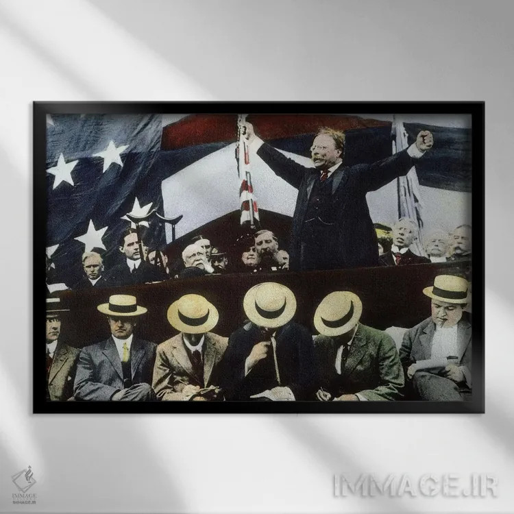 تابلو Summer, 1912,تئودور روزولت در حال کمپین برای ریاست جمهوری از حزب بول موس، تابستان ۱۹۱۲ اثر رو دز آرشیو (آرشیو خیابان) - نمای قابدار مشکی