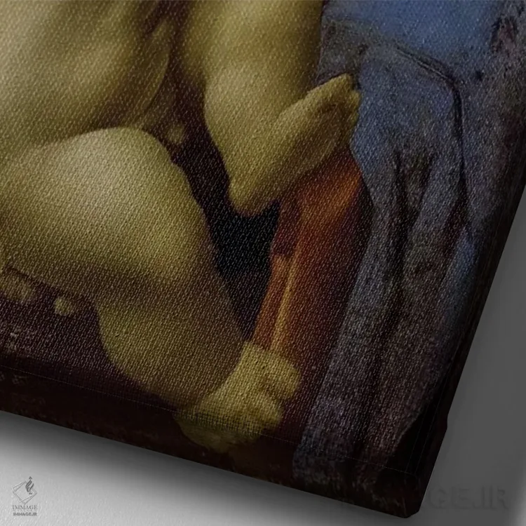 تابلو 1490,مریم لیتا، ۱۴۹۰ اثر لئوناردو داوینچی (نقاش و مخترع ایتالیایی) - نمای نزدیک بافت بوم