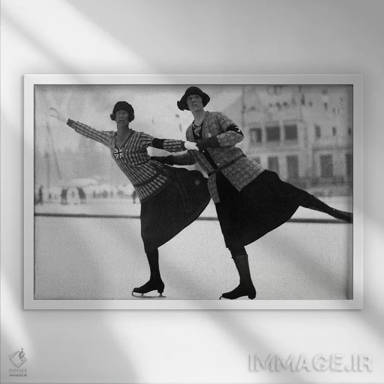 تابلو 1924 Winter Olympic Games. Chamonix, France,اسکیتبازان نمایشی انگلیسی، اثل موکلت و کتلین شاو، بازیهای المپیک زمستانی ۱۹۲۴، شامونی، فرانسه اثر رو دز آرشیو (آرشیو خیابان) - نمای قابدار سفید