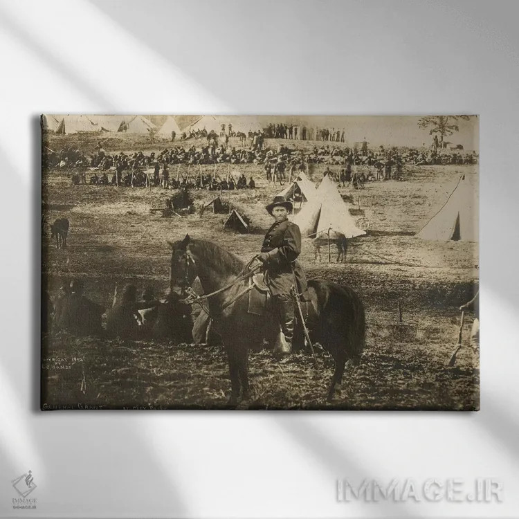 تابلو مونتاژ ژنرال گرانت در سیتی پوینت (نظامی) اثر عکاس آمریکایی (عنوان عمومی) - نمای روبهرو روی دیوار