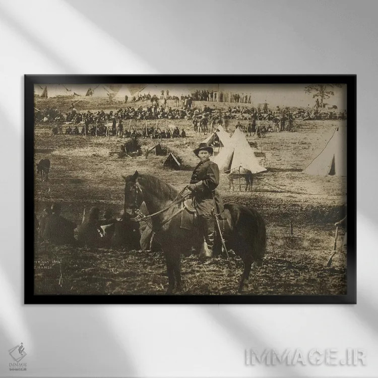 تابلو مونتاژ ژنرال گرانت در سیتی پوینت (نظامی) اثر عکاس آمریکایی (عنوان عمومی) - نمای قابدار مشکی