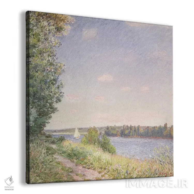 تابلو the water path in the evening, Sahurs, 1894,نورماندی، آبراهه در شامگاه، ساحورس، ۱۸۹۴ اثر آلفرد سیسلی (نقاش امپرسیونیست انگلیسی-فرانسوی) - نمای پرسپکتیو محصول