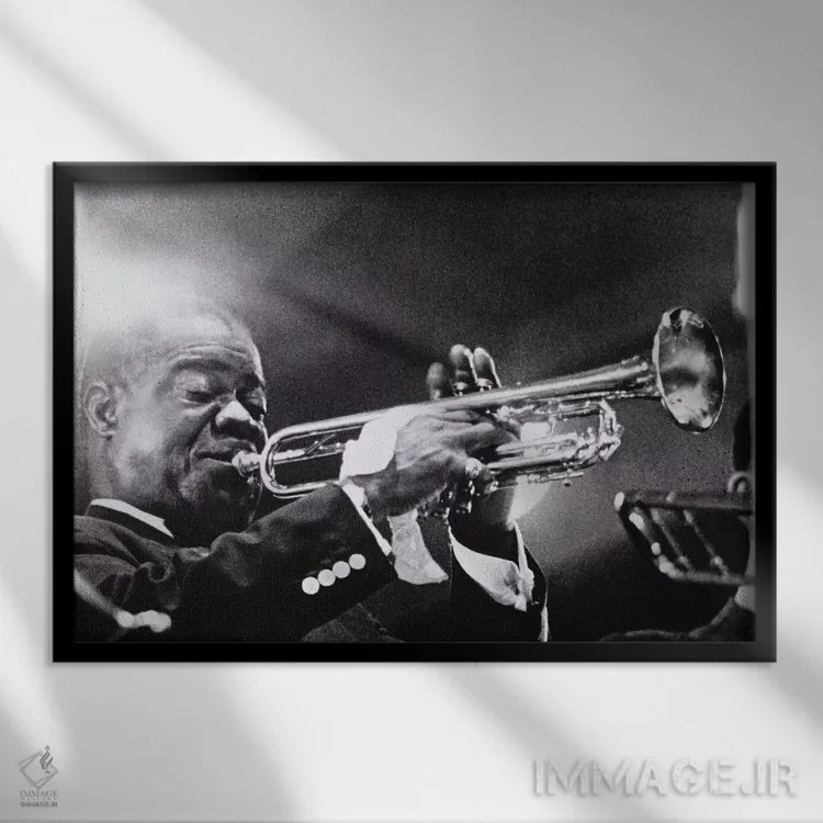 تابلو لوئی آرمسترانگ اثر عکاس آمریکایی (عنوان عمومی) - نمای قابدار مشکی