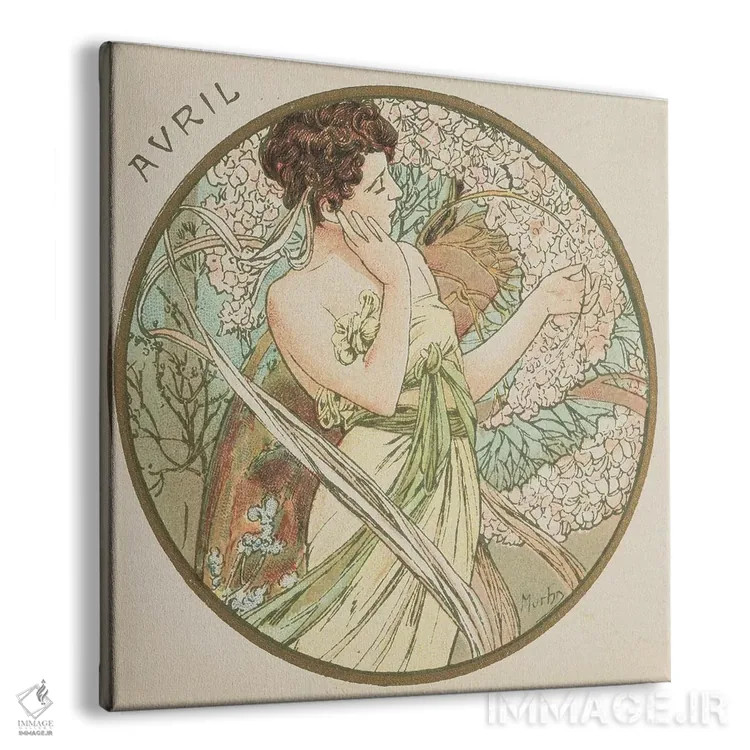 تابلو 1899,آوریل، ۱۸۹۹ اثر آلفونس موخا (هنرمند آرت نووی چک) - نمای پرسپکتیو محصول