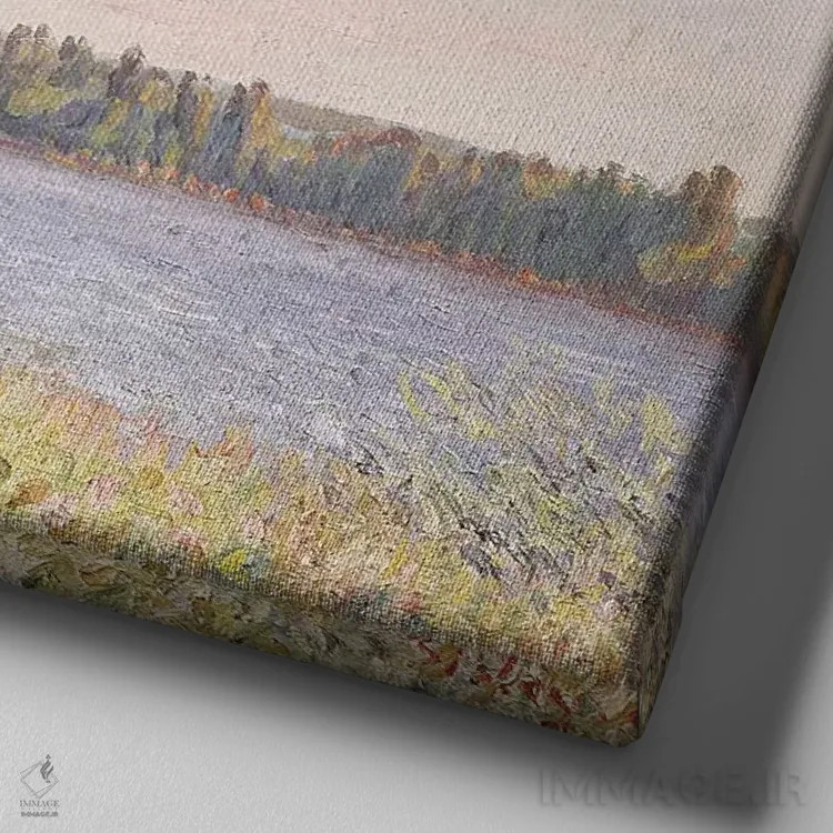 تابلو the water path in the evening, Sahurs, 1894,نورماندی، آبراهه در شامگاه، ساحورس، ۱۸۹۴ اثر آلفرد سیسلی (نقاش امپرسیونیست انگلیسی-فرانسوی) - نمای نزدیک بافت بوم