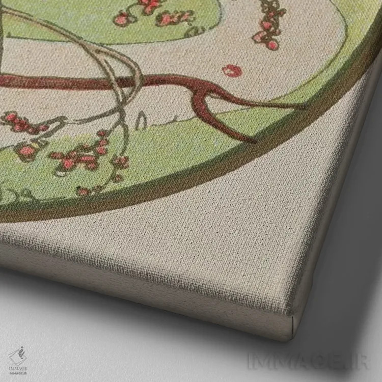 تابلو 1899,مه، ۱۸۹۹ اثر آلفونس موخا (هنرمند آرت نووی چک) - نمای نزدیک بافت بوم