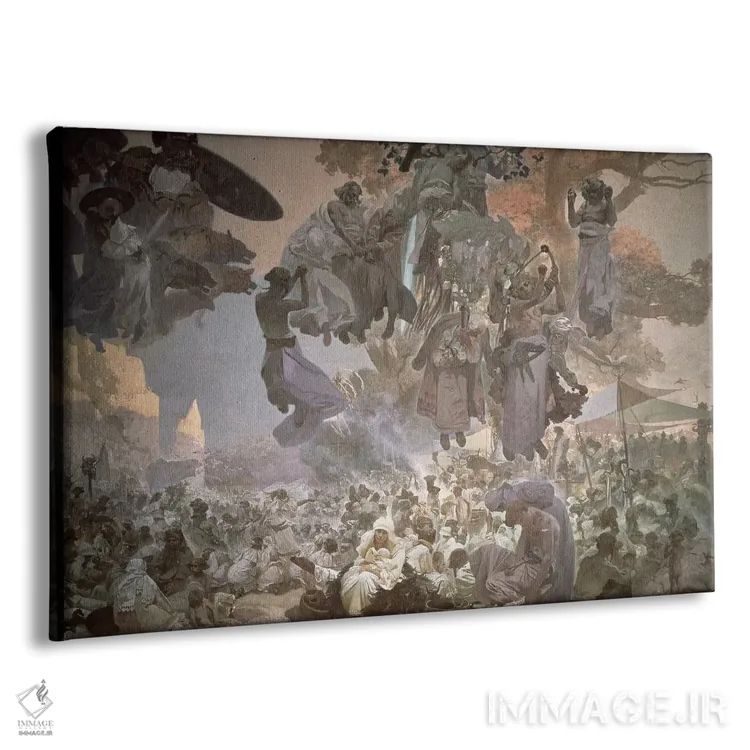 تابلو from the 'Slav Epic', 1912,جشن سوانتوویت در جزیره روگن، از مجموعه "حماسه اسلاو"، ۱۹۱۲ اثر آلفونس موخا (هنرمند آرت نووی چک) - نمای پرسپکتیو محصول
