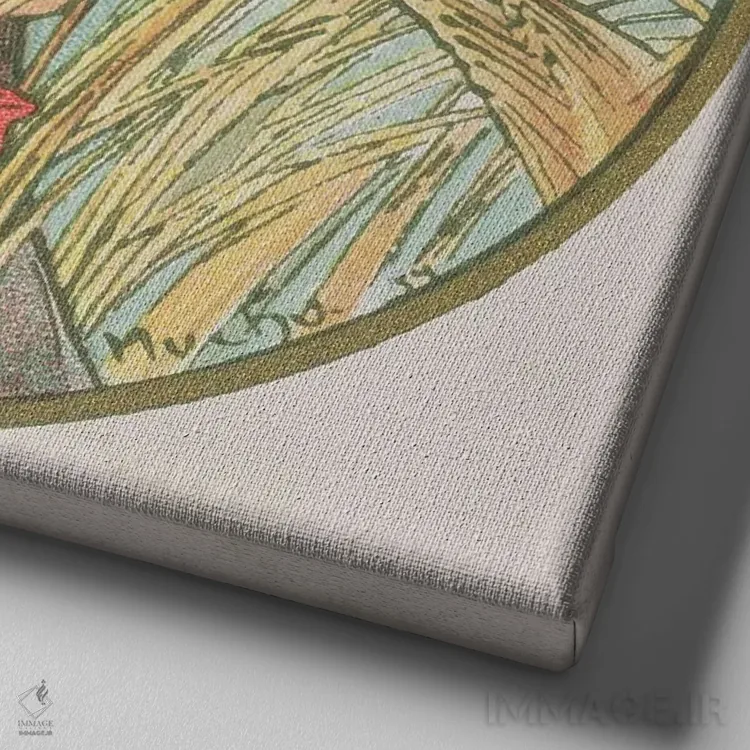 تابلو 1899,اوت، ۱۸۹۹ اثر آلفونس موخا (هنرمند آرت نووی چک) - نمای نزدیک بافت بوم