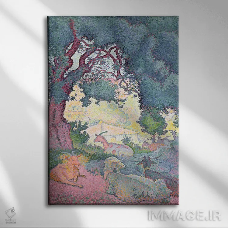 تابلو 1895,منظره با بزها، ۱۸۹۵ اثر آنری-ادموند کراس - نمای روبهرو روی دیوار