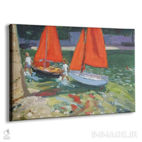 تابلو Looe,دختران با بادبانبازی، لو (شهر) اثر اندرو ماکارا - نمای پرسپکتیو محصول