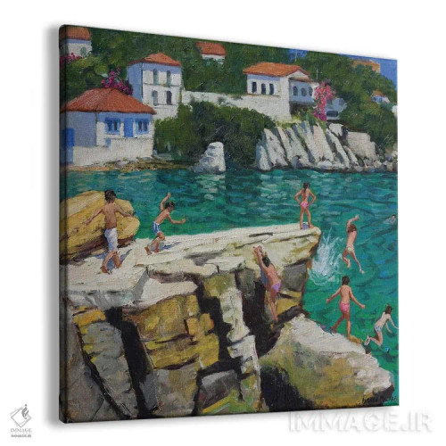 تابلو Plates, Skiathos,پریدن به دریا، بشقابها، اسکیاتوس اثر اندرو ماکارا - نمای پرسپکتیو محصول