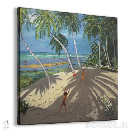 تابلو Clovelly Beach, Barbados,درختان نخل، ساحل کلاولی، باربادوس اثر اندرو ماکارا - نمای پرسپکتیو محصول