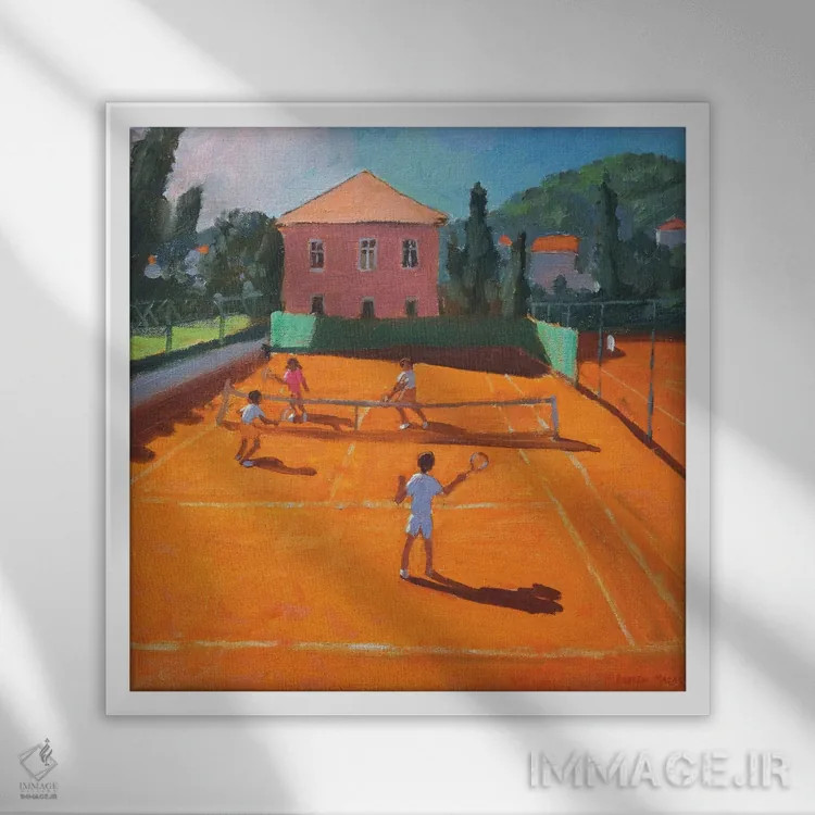 تابلو Lapad, Croatia,تنیس در زمین خاک رس، لاپاد، کرواسی اثر اندرو ماکارا - نمای قابدار سفید