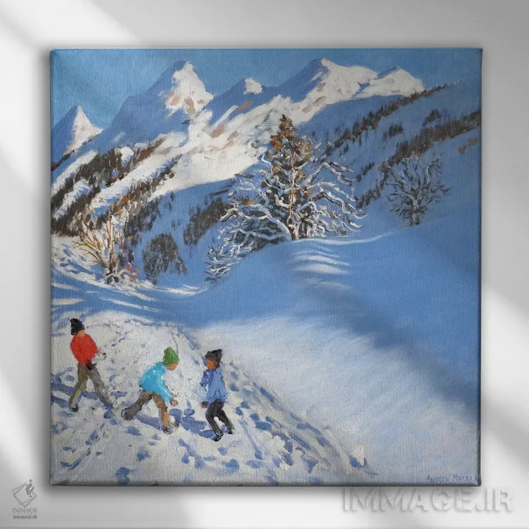 تابلو La Clusaz, France,برفبازی، لاکلوزاز، فرانسه اثر اندرو ماکارا - نمای روبهرو روی دیوار