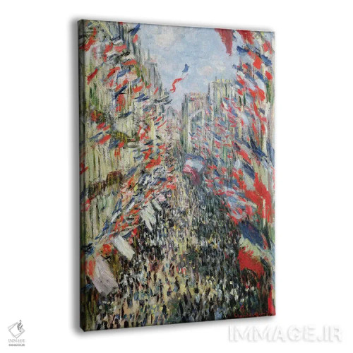 تابلو Paris, Celebration of June 30, 1878,خیابان مونتورگوئی، پاریس، جشن سی ام ژوئن ۱۸۷۸ اثر کلود مونه (نقاش معروف فرانسوی) - نمای پرسپکتیو محصول