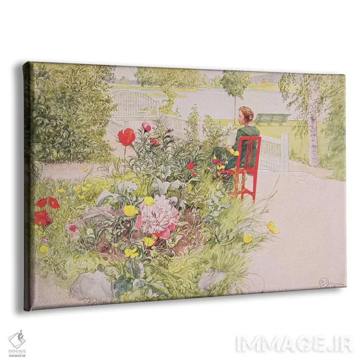 تابلو 1913, from a commercially printed portfolio, published in 1939,تابستان در سوندبورن، ۱۹۱۳، از یک مجموعه چاپ تجاری، منتشر شده در ۱۹۳۹ اثر کارل لارسون (نقاش و تصویرگر سوئدی) - نمای پرسپکتیو محصول