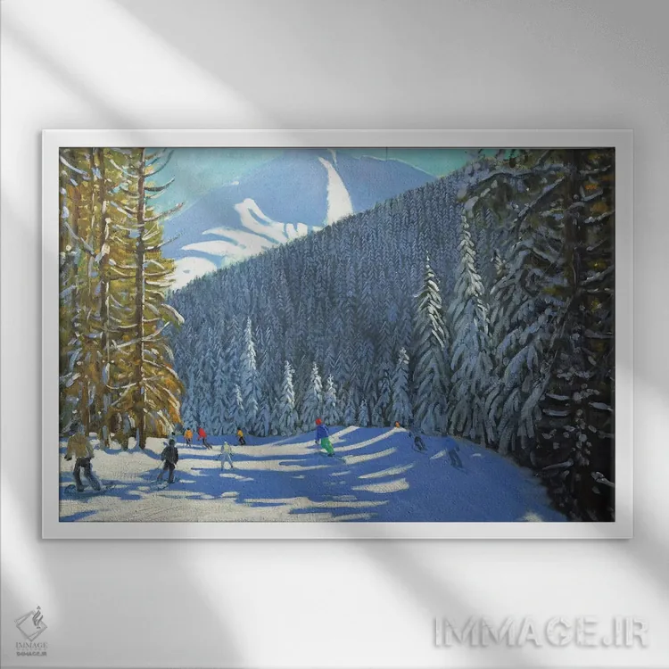 تابلو Beauregard La Clusaz,اسکی، بئورگار لاکلوزاز اثر اندرو ماکارا - نمای قابدار سفید