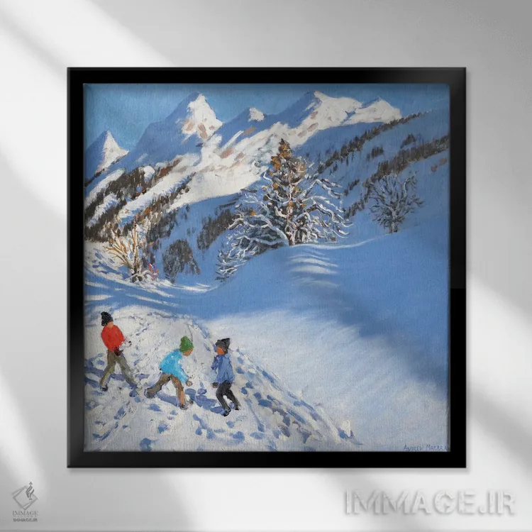 تابلو La Clusaz, France,برفبازی، لاکلوزاز، فرانسه اثر اندرو ماکارا - نمای قابدار مشکی