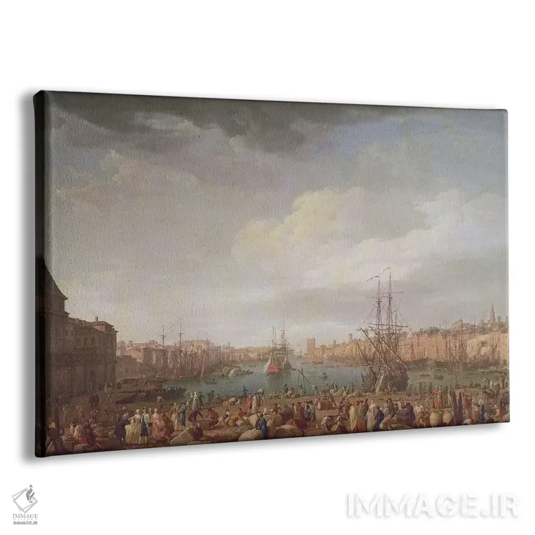 تابلو 1754,نمای صبحگاهی از بندر داخلی مارسی و ساختمان ساعت پارک، ۱۷۵۴ اثر کلاد ژوزف ورنه - نمای پرسپکتیو محصول